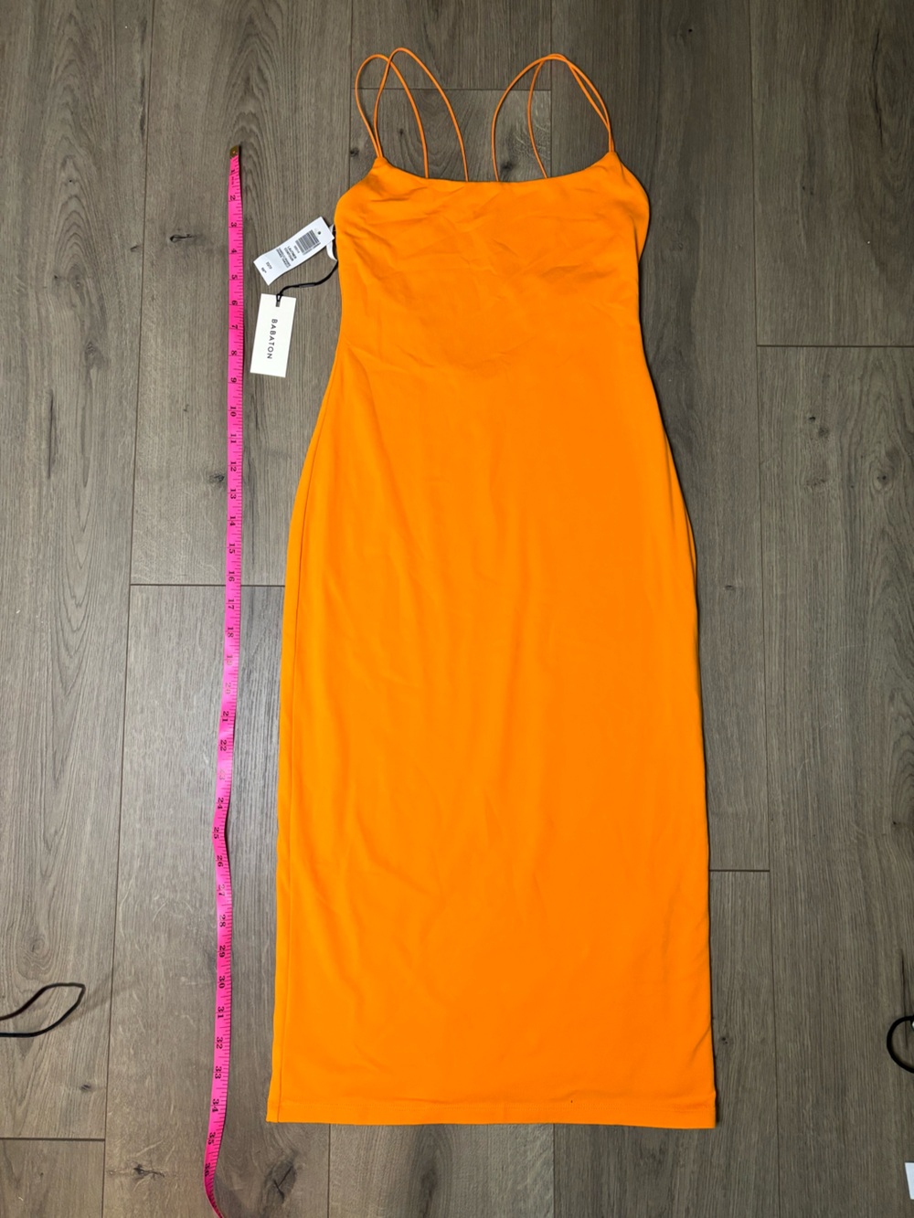 Aritzia Babaton Orange Bodycon Midi Dress - Sabaton Tag Visible